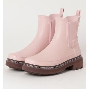 NEW! Hunter Refined Stitch Pink Waterproof Chelsea Rain Boot Size EU 42 US 10